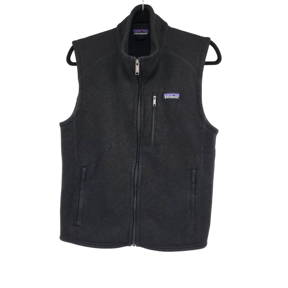 Patagonia Better Sweater Men's Size S Black Fleece Vest Full Zip Pockets Logo